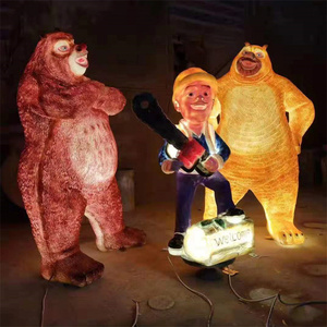 IP65 Cartoon assez conte <span class=keywords><strong>boonie</strong></span> ours sculpture lumineuse en fibre de verre pour parc à thème jardin éclairage extérieur - Product Image 1