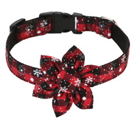 Collier de Noël pour animaux de compagnie, motif écossais flocon de neige floral, boucle à dégagement rapide, accessoire de fête pour chat et chien