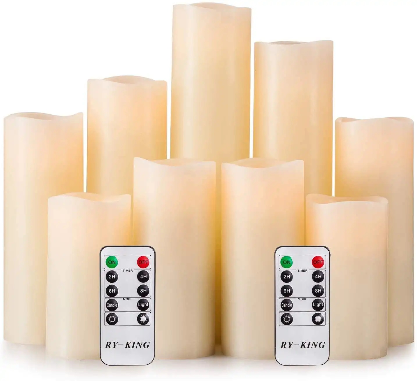 Fábrica de qualidade 9pcs LED vela eventos função Controle Remoto velas levou decoração Real Wax Pillar Flameless Candles Lights