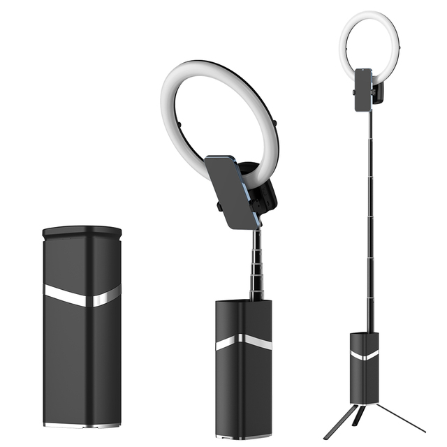 Portable Plastic Ring Fill Light Tripod Stand Foldable 10 Inch 26cm Desktop Floor Lamp Wireless Remote Control Adjustable Color