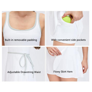 Robe de tennis décontractée pour <span class=keywords><strong>femme</strong></span> Roregal, sans manches, avec soutien-gorge intégré, pour activités estivales, avec short de sécurité intégré - Product Image 2