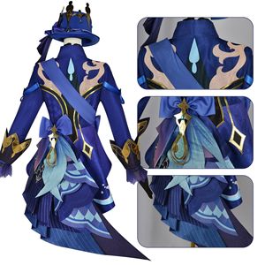 Disfraz de mujer de lujo Anime <span class=keywords><strong>Cosplay</strong></span> trajes juego Genshin Impact Furina <span class=keywords><strong>Cosplay</strong></span> disfraz Focalors vestir con sombrero - Product Image 4