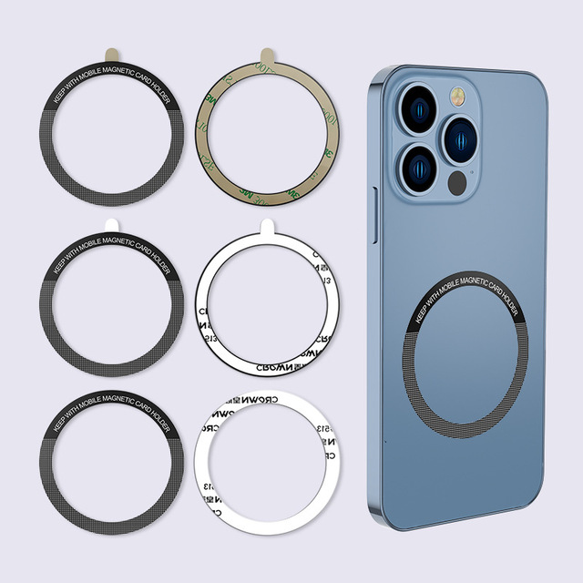 Wireless charging magnet sheet Magnetic mobile phone magnet ring, black laser-engraved electroplated mobile phone stand sticker