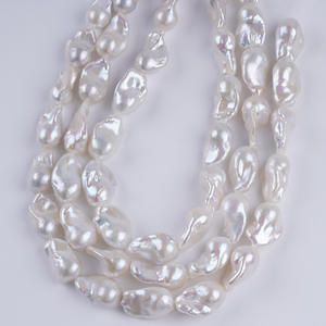 Perles de culture d'eau douce naturelles Zhuji 16-20 mm, blanches/rose, forme baroque irrégulière, trou traversant, pour DIY - Product Image 5