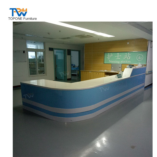 L Shape Curved Acrylic Solid Surface Hospital Nurse Station Counter Desk