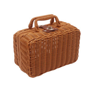 Cesta de almacenamiento de ratán rectangular con asa para organizador de cosméticos, caja de regalo - Product Image 4