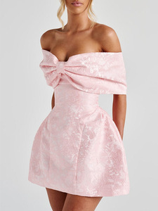Venta al por mayor de las mujeres de verano del partido vestido de noche de Color sólido Sexy sin espalda pajarita vestido de tubo - Product Image 2