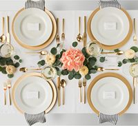 Assiettes de présentation dorées de 13 pouces en gros, élégantes assiettes en plastique PP à bord lisse pour fêtes, mariages de luxe, banquets, décoration en vrac