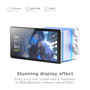 Jungle Leopard ProFlow 360 AIO Liquid Cooler, 5.5" 960×480 LCD Screen, 270° Rotatable Magnetic Cold Head, 3×120mm ARGB PWM <b>Fans</b>, - Product Image 3