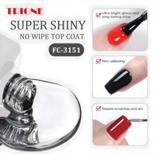 Vente en gros de gel de finition pour verre sans essuyage, super brillant, longue durée, gel de finition trempé, vernis à ongles gel UV soak-off, fournitures pour ongles en gros - Product Image 1