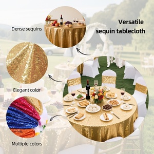 Nappe à paillettes de luxe 300CM ronde couleur or 3mm pour la décoration d'hôtel de mariage et de fête - Product Image 5
