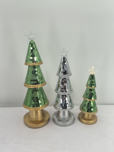 Decoración Navideña, Adornos Brillantes de Mosaico, Muñeco de Nieve de Poliresina, Estatuas de Pájaros Rojos en Bola de Discoteca - Product Image 4