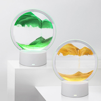 Lampe de chevet LED RGB en fibre de verre, alimentée par USB, à intensité variable, effet sable mouvant 3D moderne, lampe sur pied avec commande tactile pour salon