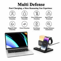 Beli Sekarang 6 in 1 15W Wireless Charging Stand dengan Lampu Malam LED Jam,  Bracket Pengisian Daya Multi Perangkat untuk Ponsel Jam Tangan Earbuds