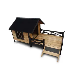 Caseta de Madera para Perro Resistente a la Intemperie para Exteriores con Balcón - Product Image 3