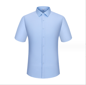 Light <b>Blue</b> <b>Men</b> Short Sleeve <b>Shirt</b> Smart Casual Turn-Down Collar Woven Quick Dry Breathable ODM - Product Image 1