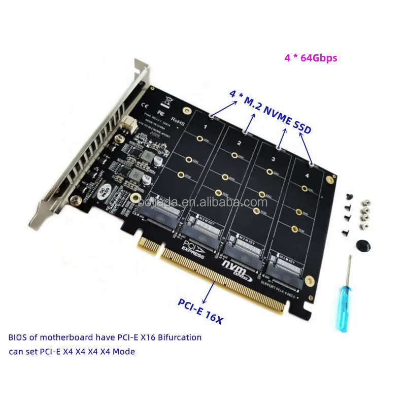 port NGFF NVMe Key-M Slot ke PCI Express pcl-e 16X adaptor  SSD kartu Raid MB mendukung PCIe furbifurcation