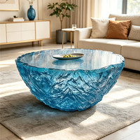 Table basse de luxe haut de gamme en résine époxy transparente, style moderne et minimaliste, pour salon ; Design tendance pour gîtes/hôtels