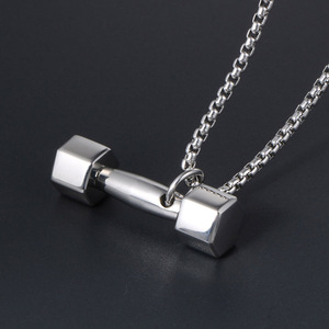 Stainless Steel <b>Dumbbell</b> Pendant Necklace Unisex Fitness Gift SP610 - Product Image 2