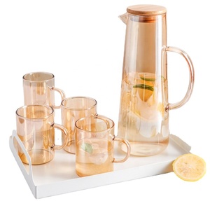 Bình Thủy Tinh Màu Hổ Phách 1.5 L, Bộ Ấm Đun Nước Thủy Tinh Borosilicate Dùng Cho Nước Nóng/Lạnh, Trà Chanh Đá Và Nước Giải Khát - Product Image 1