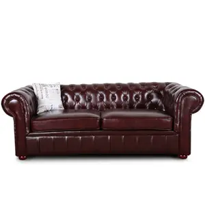 Italian Classic Customized Color Home furniture  Half Leather Loveseat Chesterfield Sofa Bed