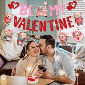 Ensemble de décorations suspendues en forme d'ours d'<span class=keywords><strong>amour</strong></span> pour la Saint-Valentin avec drapeau de fanions pour la décoration murale de fête, cé<span class=keywords><strong>l</strong></span>ébration à domicile, cadeau pour les couples - Product Image 3