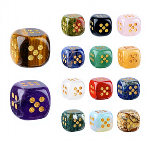 Dado de juego de mesa de piedra semipreciosa de 15 mm con esquinas redondeadas grabadas con láser, estilo Europa América, de ágata de cristal natural Redi - Product Image 1