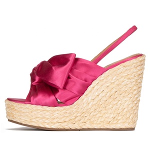 Sandales compensées à bride nouée pour femmes, talons compensés, espadrilles, chaussures compensées à plateforme - Product Image 1