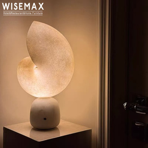 WISEMAX FURNITURE Lámpara de Mesa de Fibra de Vidrio con Diseño Francés, Lámpara de Noche Creativa Pequeña Decorativa para Dormitorio - Product Image 3