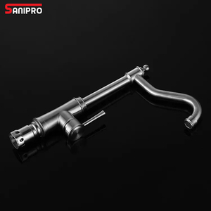 SANIPRO raccords sanitaires rétro Style gracieux nickel brossé SS évier robinet SUS304 acier inoxydable eau chaude froide robinets de cuisine - Product Image 4