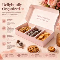 Boîte d'emballage personnalisée pour biscuits, logo personnalisé, boîte cadeau à 3 compartiments pour pâtisseries, biscuits, macarons, chocolats et autres en-cas
