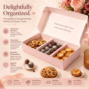 Custom Divided Cookie Packaging <b>Box</b> Custom Logo, 3 Compartment Pastry Biscuit Gift <b>Box</b> For Macaron Chocolate Snack Packaging - Product Image 5