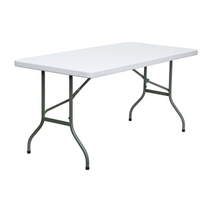 <span class=keywords><strong>Table</strong></span> à manger pliable en plastique blanc avec structure métallique, <span class=keywords><strong>table</strong></span> robuste portable pour les événements en plein air, les fêtes, les mariages, la restauration - Product Image 1