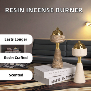 Brûleur d'encens Bakhoor élégant en résine et métal, finition polie, pour la maison, le bureau, le Ramadan, l'Aïd, cadeau festif, style arabe moderne - Product Image 2