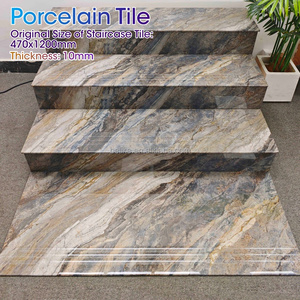 Azulejo de Porcelana con Efecto Mármol Gris Oscuro para Escaleras, 10 mm de Grosor, Resistente al Desgaste, Tamaños Personalizados, para Casas, Hoteles, Villas y Penthouses - Product Image 4