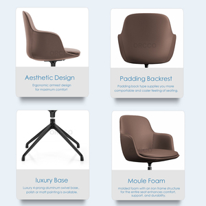 Nuova Sedia Girevole Direzionale <span class=keywords><strong>da</strong></span> Ufficio di Lusso dal Design Italiano con Rivestimento Premium <span class=keywords><strong>in</strong></span> Tessuto e <span class=keywords><strong>Pelle</strong></span>, Confortevole per Riunioni e Conferenze - Product Image 5