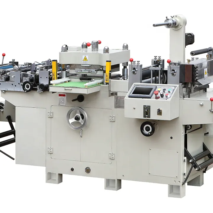 Die cutting machine for sticker labels and machine die-cutting and die cut embossing machine