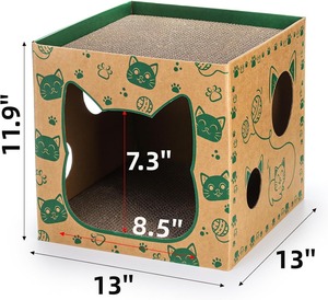 2er Pack Karton <span class=keywords><strong>Cat</strong></span> Houses <span class=keywords><strong>2</strong></span> Kratz pads Wellpappe Kätzchen Hideaway Cave Condos Spielzeug bett für Indoor Cats Kittens Bunny - Product Image 3