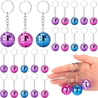 Porte-clés en caoutchouc, service OEM, boule disco, cadeaux de fête en gros, porte-clés miroir en acrylique, 5 couleurs, personnalisation de marque, vente en gros, usine