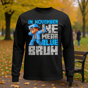 Camiseta de manga larga con cuello redondo para adultos, unisex, con estampado digital, Blue Circle Diabetes Support Walk Run - Product Image 3