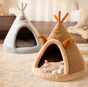 Tenda invernale nido per gatti, letto per cani a forma di yurta, alce natale a forma di nido per animali domestici
