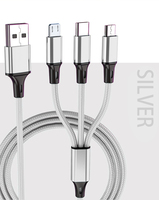 Câble de charge USB 3 en 1 durable, design tressé en nylon, pour téléphone portable universel multifonction/type-C/Android