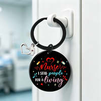 Porte-clés commémoratif, cadeau tendance pour la Journée des infirmières, porte-clés en métal inoxydable à motifs multicolores, vente en gros personnalisée