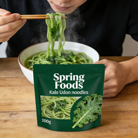 Natural Vegan Low Sodium Durum Wheat Kale Udon Noodles Cooked Bag 1 Minute Asian Pasta