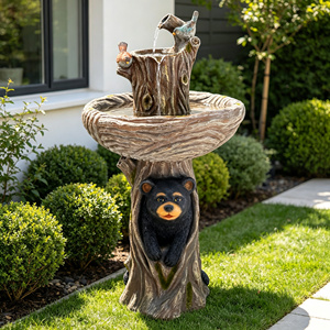 Fontaine d'eau à deux niveaux en forme de sculpture d'arbre, d'ours noir et d'<span class=keywords><strong>oiseau</strong></span> pour pelouse et jardin, vente en gros, décoration - Product Image 4