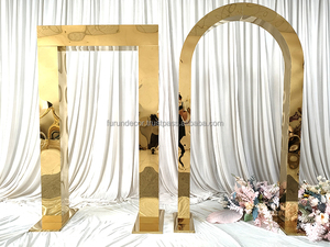 Furun Customizable Stainless Steel and Gold Metal Arch <b>Backdrop</b> <b>Stand</b> Stage Mirror Frame for Wedding Party Event Decoration - Product Image 3