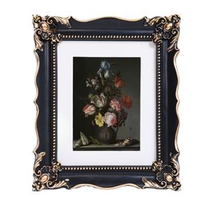 Newpoint 8x10" Home Decor Resin Photo <b>Frame</b> Handmade Embossed Flower <b>Design</b> Vintage Tabletop & <b>Wall</b> Hanging Handicraft - Product Image 1