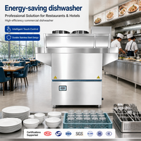 Lave-vaisselle à convoyeur à couverture complète, économe en énergie, rinçage haute température, en acier durable, pour restaurants et hôtels