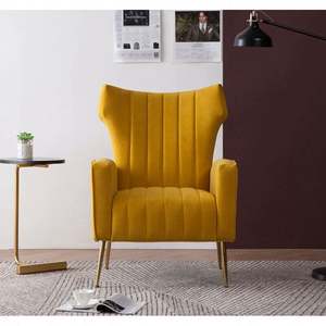Fauteuil à dossier haut en velours <span class=keywords><strong>Lauretta</strong></span>, style moderne et glamour, avec dossier capitonné, fauteuil de détente pour salon - Product Image 2