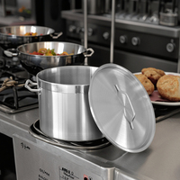 Usine personnalisée grande capacité commerciale en acier inoxydable marmite fond Composite Double couvercle d'oreille épaissi petite marmite en métal